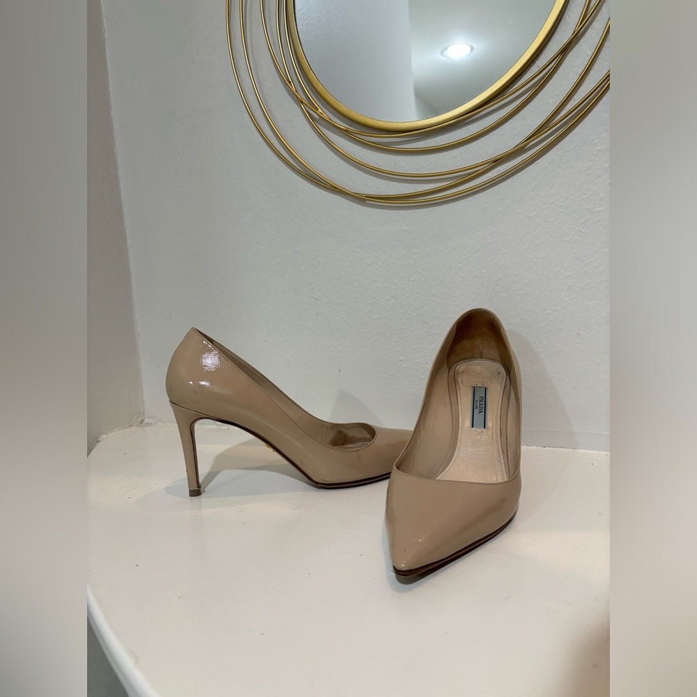 Nude Prada pumps
